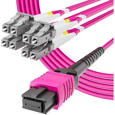 10Gtek Fiber Optic Cable Patch Cord MPO to 8X LC Fanout Fiber Jumper Patch Cord, OM4 Multimode 8-core Fiber, Application for QSFP+Transceiver, 3m(10ft), Breakout 0.5m,Magenta 10Gtek Fiber Optic Cable Patch Cord MPO to 8X LC Fanout Fiber Jumper Patch Cord, OM4 Multimode 8-core Fiber, Application for QSFP+Transceiver, 3m(10ft), Breakout 0.5m,Magenta