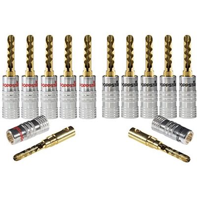 POPPSTAR 12x Bananas altavoces; banana conector para cable de altavoz (hasta 6mm²), (6x negro, 6x rojo), contactos dorados 24k POPPSTAR 12x Bananas altavoces; banana conector para cable de altavoz (hasta 6mm²), (6x negro, 6x rojo), contactos dorados 24k