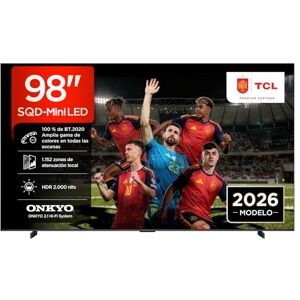 TCL 98Q7D Pro Televisor 98 Pulgadas SQD-Mini LED 4K Smart TV, HDR 2000 nits, 144Hz Motion Clarity Pro, Onkyo 2.1, Dolby Vision IQ & Atmos, Game Master, Google TV, Exclusivo Online TCL 98Q7D Pro Televisor 98 Pulgadas SQD-Mini LED 4K Smart TV, HDR 2000 nits, 144Hz Motion Clarity Pro, Onkyo 2.1, Dolby Vision IQ & Atmos, Game Master, Google TV, Exclusivo Online