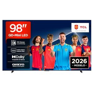TCL 98T8D Televisor 98 Pulgadas QD-Mini LED 4K Smart TV, Gaming TV, 144Hz Game Accelerator 288Hz FHD, FreeSync Premium Pro, Dolby Vision & Atmos, HDR10+, Onkyo 2.1, Google TV, Game Master TCL 98T8D Televisor 98 Pulgadas QD-Mini LED 4K Smart TV, Gaming TV, 144Hz Game Accelerator 288Hz FHD, FreeSync Premium Pro, Dolby Vision & Atmos, HDR10+, Onkyo 2.1, Google TV, Game Master