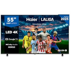HAIER Direct LED 4K UHD H55K85FUX 55 Pulgadas, Smart TV, Google TV, Dolby Audio, HDR10, Smart Remote Control, Google Assistant, Bluetooth 5.1, DBX TV, HDMI 2.1 x 4, Sin Marcos, 2025 HAIER Direct LED 4K UHD H55K85FUX 55 Pulgadas, Smart TV, Google TV, Dolby Audio, HDR10, Smart Remote Control, Google Assistant, Bluetooth 5.1, DBX TV, HDMI 2.1 x 4, Sin Marcos, 2025