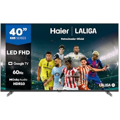 HAIER Direct LED Full HD H40K85EFX 40", Smart TV, Google TV, Dolby Audio, HDR 10, Smart Remote Control, Google Assistant, Bluetooth 5.1, DBX TV, HDMI 2.1 x 4, Sin Marcos, 2024 HAIER Direct LED Full HD H40K85EFX 40", Smart TV, Google TV, Dolby Audio, HDR 10, Smart Remote Control, Google Assistant, Bluetooth 5.1, DBX TV, HDMI 2.1 x 4, Sin Marcos, 2024