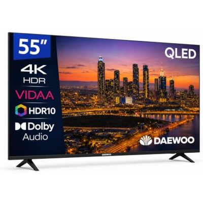 Daewoo 55VB56QV Smart TV 55 Pulgadas QLED 4K UHD, HDR10, Dolby Audio, Bluetooth, HDMI 2.1, Diseño Sin Marcos (Frameless), Gama 2026 Daewoo 55VB56QV Smart TV 55 Pulgadas QLED 4K UHD, HDR10, Dolby Audio, Bluetooth, HDMI 2.1, Diseño Sin Marcos (Frameless), Gama 2026