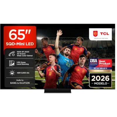 TCL 65C7L 65 Pulgadas SQD-Mini LED 4K HDR10+ Smart TV, 3.000 Nits 1.152 Zonas de Atenuación, Dolby Vision IQ & Atmos, Audio by Bang & Olufsen, Game Master, 144Hz VRR, Apple AirPlay 2 TCL 65C7L 65 Pulgadas SQD-Mini LED 4K HDR10+ Smart TV, 3.000 Nits 1.152 Zonas de Atenuación, Dolby Vision IQ & Atmos, Audio by Bang & Olufsen, Game Master, 144Hz VRR, Apple AirPlay 2