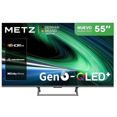 Metz TV 55 Pulgadas (139 cm), Smart TV 4K UHD QLED, HDR10+, MEMC, Pantalla Mate antirreflejos, Compatible con Chromecast, Dolby Vision y Dolby Audio, 3 HDMI y USB (55MQH7600Z, Modelo 2026) Metz TV 55 Pulgadas (139 cm), Smart TV 4K UHD QLED, HDR10+, MEMC, Pantalla Mate antirreflejos, Compatible con Chromecast, Dolby Vision y Dolby Audio, 3 HDMI y USB (55MQH7600Z, Modelo 2026)