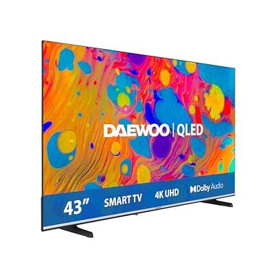 Daewoo 43DM55QV QLED Smart TV 43 Pulgadas 4K Ultra HD HDR, Televisor con Dolby Vision & Dolby Atmos, Compatible con Alexa, Diseño sin Marcos, Peana Lateral Daewoo 43DM55QV QLED Smart TV 43 Pulgadas 4K Ultra HD HDR, Televisor con Dolby Vision & Dolby Atmos, Compatible con Alexa, Diseño sin Marcos, Peana Lateral