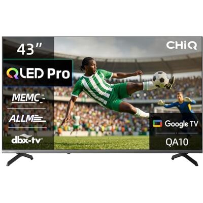 CHiQ 43QA10 Smart TV 43 Pulgadas (109 cm) 4K Ultra HD QLED,con Google TV Inteligente,HDR10,Diseño Ultra Delgado Sin Marco Metálico,Audio Dolby,Triple Sintonizador (DVB-C/T/T2/S/S2),H.264,H.265 CHiQ 43QA10 Smart TV 43 Pulgadas (109 cm) 4K Ultra HD QLED,con Google TV Inteligente,HDR10,Diseño Ultra Delgado Sin Marco Metálico,Audio Dolby,Triple Sintonizador (DVB-C/T/T2/S/S2),H.264,H.265