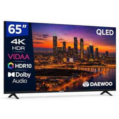 Daewoo 65VB56QV Smart TV 65 Pulgadas QLED 4K UHD, HDR10, Dolby Audio, Bluetooth, HDMI 2.1, Diseño Sin Marcos (Frameless), Gama 2026 Daewoo 65VB56QV Smart TV 65 Pulgadas QLED 4K UHD, HDR10, Dolby Audio, Bluetooth, HDMI 2.1, Diseño Sin Marcos (Frameless), Gama 2026