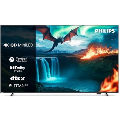 Philips 55MLED820 Mini LED 4K Smart TV Pantalla de 55 Pulgadas con Motor P5 Picture Engine Ultra HD, Titan OS, Dolby Vision y Sonido Dolby Atmos Philips 55MLED820 Mini LED 4K Smart TV Pantalla de 55 Pulgadas con Motor P5 Picture Engine Ultra HD, Titan OS, Dolby Vision y Sonido Dolby Atmos