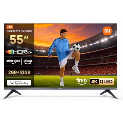 Xiaomi TV F Pro 55, 55 Pulgadas (140 cm), 4K UHD QLED, Smart TV, Fire OS8, Control por Voz Alexa, HDR10+, Modo Game Boost 120Hz, MEMC, 2GB+32GB, Compatible con Apple AirPlay Xiaomi TV F Pro 55, 55 Pulgadas (140 cm), 4K UHD QLED, Smart TV, Fire OS8, Control por Voz Alexa, HDR10+, Modo Game Boost 120Hz, MEMC, 2GB+32GB, Compatible con Apple AirPlay
