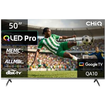CHiQ 50QA10 QLED TV 50 Pulgadas (127 cm) 4K Ultra HD,con Smart TV Inteligente,HDR10, VRR y ALLM,Diseño Ultra Delgado Sin Marco Metálico,Audio Dolby,Triple Sintonizador,H.264,H.265 CHiQ 50QA10 QLED TV 50 Pulgadas (127 cm) 4K Ultra HD,con Smart TV Inteligente,HDR10, VRR y ALLM,Diseño Ultra Delgado Sin Marco Metálico,Audio Dolby,Triple Sintonizador,H.264,H.265
