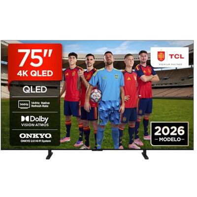 TCL 75A400 Televisor 75 Pulgadas QLED 4K Smart TV, 144Hz, Direct LED, Onkyo 2.0, Dolby Vision & Atmos, HDR10+, Manos Libres, Google TV, Apple AirPlay 2 TCL 75A400 Televisor 75 Pulgadas QLED 4K Smart TV, 144Hz, Direct LED, Onkyo 2.0, Dolby Vision & Atmos, HDR10+, Manos Libres, Google TV, Apple AirPlay 2