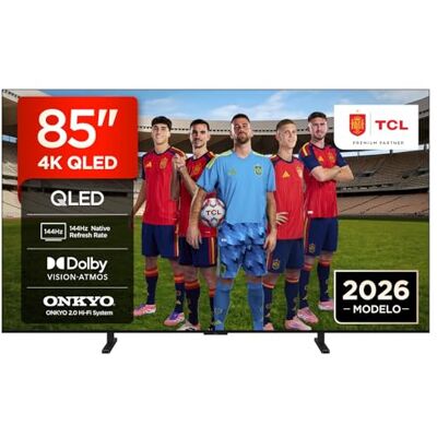 TCL 85A400 Televisor 85 Pulgadas QLED 4K Smart TV, 144Hz, Direct LED, Onkyo 2.0, Dolby Vision & Atmos, HDR10+, Manos Libres, Google TV, Apple AirPlay 2 TCL 85A400 Televisor 85 Pulgadas QLED 4K Smart TV, 144Hz, Direct LED, Onkyo 2.0, Dolby Vision & Atmos, HDR10+, Manos Libres, Google TV, Apple AirPlay 2