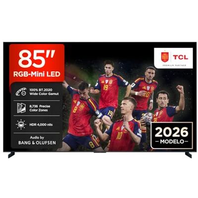 TCL 85RM9L Televisor 85 Pulgadas RGB-Mini LED 4K Smart TV, HDR 4000 nits, 8736 RGB Dimming, 144Hz Game Accelerator 288Hz FHD, Bang & Olufsen, Dolby Vision IQ, Procesador TSR AiPQ, Google TV TCL 85RM9L Televisor 85 Pulgadas RGB-Mini LED 4K Smart TV, HDR 4000 nits, 8736 RGB Dimming, 144Hz Game Accelerator 288Hz FHD, Bang & Olufsen, Dolby Vision IQ, Procesador TSR AiPQ, Google TV