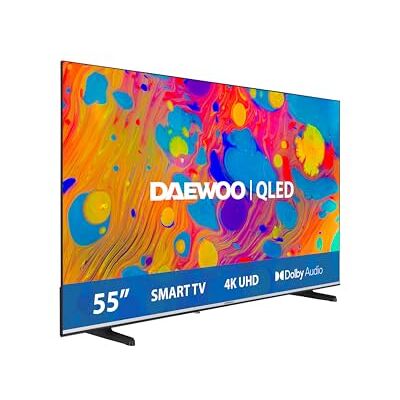 Daewoo 55DM55QV QLED Smart TV 55 Pulgadas 4K Ultra HD HDR, Televisor con Dolby Vision & Dolby Atmos, Compatible con Alexa, Diseño sin Marcos, Peana Lateral Daewoo 55DM55QV QLED Smart TV 55 Pulgadas 4K Ultra HD HDR, Televisor con Dolby Vision & Dolby Atmos, Compatible con Alexa, Diseño sin Marcos, Peana Lateral