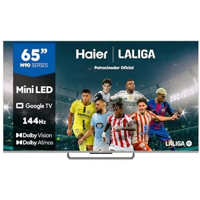 HAIER QD MiniLED 4K UHD H65M90EUX 65 Pulgadas, Smart TV, Google TV, Dolby Atmos y Dolby Vision, 144 Hz, HDR 10, Bluetooth 5.1, DBX TV, HDMI 2.1 x 4, Sin Marcos, 2024 HAIER QD MiniLED 4K UHD H65M90EUX 65 Pulgadas, Smart TV, Google TV, Dolby Atmos y Dolby Vision, 144 Hz, HDR 10, Bluetooth 5.1, DBX TV, HDMI 2.1 x 4, Sin Marcos, 2024