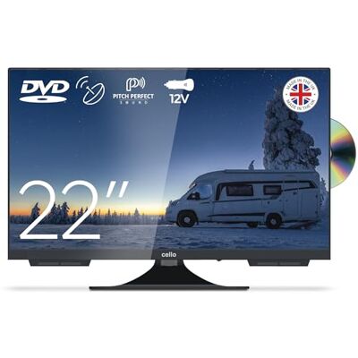 Cello Televisor de Viaje C2224F de 22 Pulgadas, HD, Gran Angular, sin Marco, con Reproductor de DVD, Triple sintonizador y Sonido, Apto para autocaravanas y caravanas. Cello Televisor de Viaje C2224F de 22 Pulgadas, HD, Gran Angular, sin Marco, con Reproductor de DVD, Triple sintonizador y Sonido, Apto para autocaravanas y caravanas.