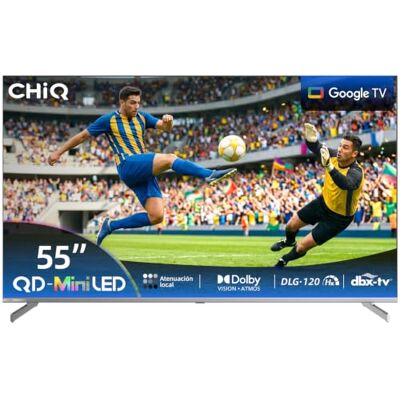 CHiQ M55QN9G 55 Pulgadas TV Smart 4K Mini QLED,Google TV 5.0 (Android 14), 60Hz MEMC & Local Dimming Dolby Vision & Atmos,DLG 120Hz (Mejorado por Software),HDR10, H.264,H.265,Asistente de Goog,2025 CHiQ M55QN9G 55 Pulgadas TV Smart 4K Mini QLED,Google TV 5.0 (Android 14), 60Hz MEMC & Local Dimming Dolby Vision & Atmos,DLG 120Hz (Mejorado por Software),HDR10, H.264,H.265,Asistente de Goog,2025
