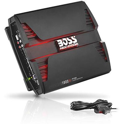 Boss PF1800 Amplificador de coche de 4 canales, 1800 vatios, rango completo, clase A-B, estable de 2-4 ohmios, fuente de alimentación Mosfet, puente Boss PF1800 Amplificador de coche de 4 canales, 1800 vatios, rango completo, clase A-B, estable de 2-4 ohmios, fuente de alimentación Mosfet, puente