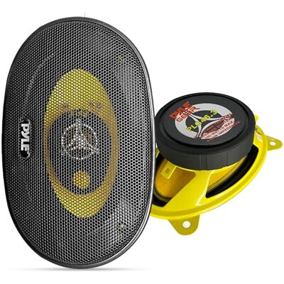 Pyle Par de altavoces para auto de tres vias, 180V, 4Ohm, Iman de 30Oz, Profundidad de montaje 2”, Tweeter para estereo Pyle Par de altavoces para auto de tres vias, 180V, 4Ohm, Iman de 30Oz, Profundidad de montaje 2”, Tweeter para estereo