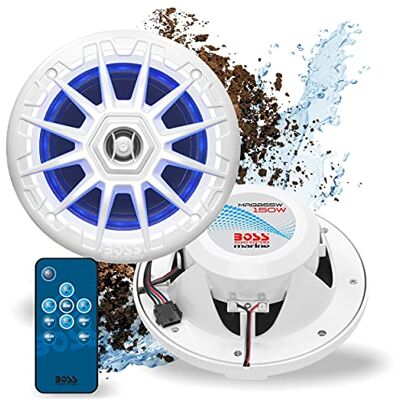 Boss , , Altavoces Marinos de 13 cm, Resistentes a la Intemperie, 150 vatios por par, 75 vatios Cada uno, iluminación Multicolor, Rango Completo, 2 vías, se Venden en Pares Boss , , Altavoces Marinos de 13 cm, Resistentes a la Intemperie, 150 vatios por par, 75 vatios Cada uno, iluminación Multicolor, Rango Completo, 2 vías, se Venden en Pares