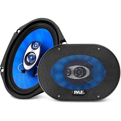 Pyle Par de altavoces para auto 15 cm x 20 cm, 360V y 13 cm 200V, 3 vías, Coche, Cono de inyección de polietileno azul con 2.5 cm ASV de bobina móvil Pyle Par de altavoces para auto 15 cm x 20 cm, 360V y 13 cm 200V, 3 vías, Coche, Cono de inyección de polietileno azul con 2.5 cm ASV de bobina móvil
