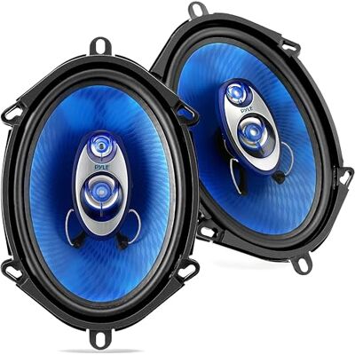 Pyle Par de altavoces para auto de 5” x 7”, Coche, Cono de inyeccion de polietileno azul, Pico de 3 vias de 300V, Frecuencia de 80-20Khz, 4ohm, Bobina movil 1 Pyle Par de altavoces para auto de 5” x 7”, Coche, Cono de inyeccion de polietileno azul, Pico de 3 vias de 300V, Frecuencia de 80-20Khz, 4ohm, Bobina movil 1