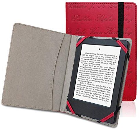 Unique Funda universal para eReader de 6 pulgadas, compatible con tabletas Kobo, Kindle, Sony, Pocketake y Tolino, diseño con nombres de autores en relieve