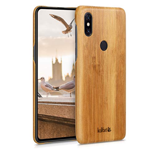 kalibri Funda Compatible con Xiaomi Mi Mix 3 - Carcasa Trasera de bambú - Cover Ultra Delgado - marrón Claro