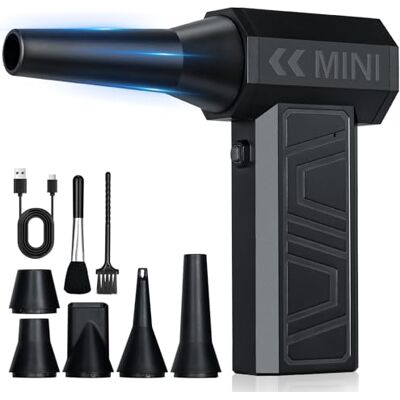 Romon Soplador de Polvo Eléctrico 105000RPM, 3 Velocidades Recargable Aire Comprimido Limpieza PC Potente con Batteria Limpiadores de Aire a Presión para Electrónicos Laptop Teclado Casa Coche Romon Soplador de Polvo Eléctrico 105000RPM, 3 Velocidades Recargable Aire Comprimido Limpieza PC Potente con Batteria Limpiadores de Aire a Presión para Electrónicos Laptop Teclado Casa Coche