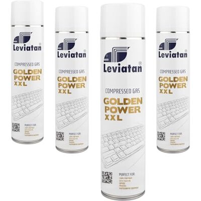 Leviatan GOLDEN POWER Aire Comprimido 4×600 ml – Pack de Limpiadores de Polvo para Electrónica, PC, Teclados y Cámaras – Limpieza Profunda y Precisa Leviatan GOLDEN POWER Aire Comprimido 4×600 ml – Pack de Limpiadores de Polvo para Electrónica, PC, Teclados y Cámaras – Limpieza Profunda y Precisa
