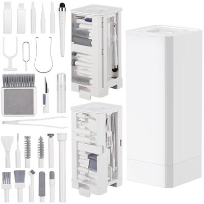 hicoosee Kit de limpieza de teclado 32 en 1 con cepillo y spray – Kit de limpieza todo en uno para iPhone, AirPods, portátiles, tabletas, teclados, cámaras, PC, monitor y otros dispositivos electrónicos hicoosee Kit de limpieza de teclado 32 en 1 con cepillo y spray – Kit de limpieza todo en uno para iPhone, AirPods, portátiles, tabletas, teclados, cámaras, PC, monitor y otros dispositivos electrónicos