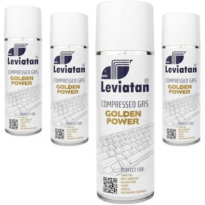 Leviatan GOLDEN POWER Aire Comprimido 4×400 ml – Pack de Limpiadores de Polvo para Electrónica, PC, Teclados y Cámaras – Limpieza Profunda y Precisa Leviatan GOLDEN POWER Aire Comprimido 4×400 ml – Pack de Limpiadores de Polvo para Electrónica, PC, Teclados y Cámaras – Limpieza Profunda y Precisa