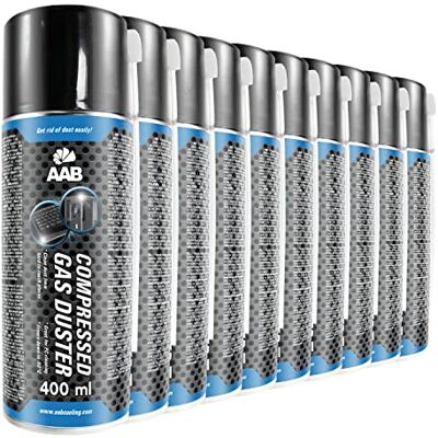 AABCOOLING 10 x AAB Botella de Aire Comprimido 400ml para Limpiar Teclados, Ordenadores, Copiadoras, Cámaras y Otros Equipos Eléctricos Soplador de Aire Ideal para la Eliminación de Polvo Spray Limpiador AABCOOLING 10 x AAB Botella de Aire Comprimido 400ml para Limpiar Teclados, Ordenadores, Copiadoras, Cámaras y Otros Equipos Eléctricos Soplador de Aire Ideal para la Eliminación de Polvo Spray Limpiador