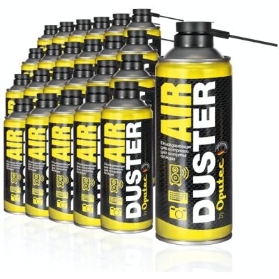 Oputec 24 x 400ml Air Duster Aire comprimido para la limpieza con extensión Limpieza fácil del teclado, PC, ordenador, teléfono, cámara, impresora, Xbox, Playstation Oputec 24 x 400ml Air Duster Aire comprimido para la limpieza con extensión Limpieza fácil del teclado, PC, ordenador, teléfono, cámara, impresora, Xbox, Playstation