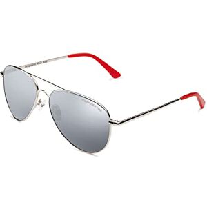 CLANDESTINE Gafas de Sol Unisex Modelo Pilot Color Plateado y Rojo Cristales de Nylon de Color Gris con Filtro HD Protección UV 400-144 x 51 mm CLANDESTINE Gafas de Sol Unisex Modelo Pilot Color Plateado y Rojo Cristales de Nylon de Color Gris con Filtro HD Protección UV 400-144 x 51 mm