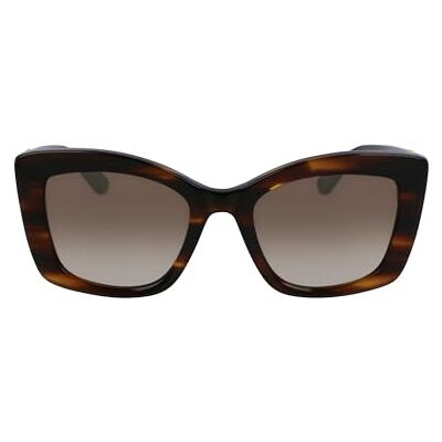 KARL LAGERFELD Women's Sunglasses Striped Brown with Gradient Khaki Lens KARL LAGERFELD Women's Sunglasses Striped Brown with Gradient Khaki Lens
