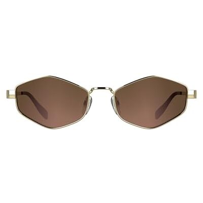 KARL LAGERFELD Women's Sunglasses Gold Shiny with Brown Crystal Mirror Lens KARL LAGERFELD Women's Sunglasses Gold Shiny with Brown Crystal Mirror Lens