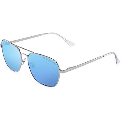 CLANDESTINE Gafas de Sol Unisex Colección Pilot Modelo B-Pilot Montura de Acero Inoxidable Color Plata Lentes Antirreflejante de Color Azul Protección UV 400-142x45mm CLANDESTINE Gafas de Sol Unisex Colección Pilot Modelo B-Pilot Montura de Acero Inoxidable Color Plata Lentes Antirreflejante de Color Azul Protección UV 400-142x45mm