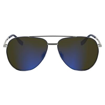 KARL LAGERFELD Unisex Adult Sunglasses Silver with Solid Brown With Blue Mirror Lens KARL LAGERFELD Unisex Adult Sunglasses Silver with Solid Brown With Blue Mirror Lens