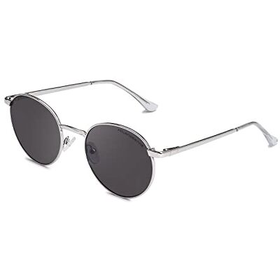 CLANDESTINE Gafas de Sol Unisex Modelo Orbita Color Plata Cristal Polarizado Antirreflejante de Color Negro Montura de Acero Inoxidable 139 mm x 49 mm CLANDESTINE Gafas de Sol Unisex Modelo Orbita Color Plata Cristal Polarizado Antirreflejante de Color Negro Montura de Acero Inoxidable 139 mm x 49 mm