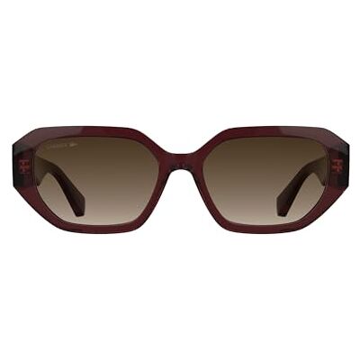 Lacoste Women's Sunglasses Transparent Burgundy with Gradient Brown Lens Lacoste Women's Sunglasses Transparent Burgundy with Gradient Brown Lens