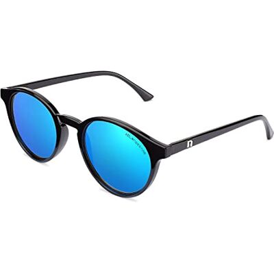 CLANDESTINE Gafas de Sol Unisex Modelo Round Color Azul y Negro Cristales de Nylon de Color Azul con Filtro HD Protección UV 400-141 x 50 mm CLANDESTINE Gafas de Sol Unisex Modelo Round Color Azul y Negro Cristales de Nylon de Color Azul con Filtro HD Protección UV 400-141 x 50 mm