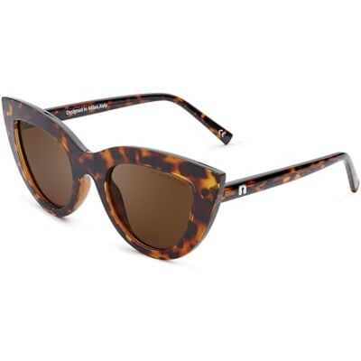 CLANDESTINE Gafas de Sol Unisex Modelo Gatto Color Habana Cristal Polarizado Antirreflejante de Color Marrón Estilo de Ojo de Gato 149 mm x 52 mm CLANDESTINE Gafas de Sol Unisex Modelo Gatto Color Habana Cristal Polarizado Antirreflejante de Color Marrón Estilo de Ojo de Gato 149 mm x 52 mm