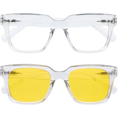 OPULIZE RA Gafas luz azul mujer y hombre Lentes polarizadas transparentes y amarillas Antirreflectante y Antideslumbrante UV400 Paquete de 2 Conducción Nocturna Claro OPULIZE RA Gafas luz azul mujer y hombre Lentes polarizadas transparentes y amarillas Antirreflectante y Antideslumbrante UV400 Paquete de 2 Conducción Nocturna Claro