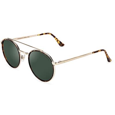 CLANDESTINE Gafas de Sol Unisex Modelo Pure Color Dorado Lentes de Nylon de Color Verde Oscuro con Filtro HD Protección UV 400-136 x 48 mm CLANDESTINE Gafas de Sol Unisex Modelo Pure Color Dorado Lentes de Nylon de Color Verde Oscuro con Filtro HD Protección UV 400-136 x 48 mm