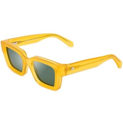 CLANDESTINE Gafas de Sol Unisex Colección Model Modelo Nesso Montura de Acetato Color Miel Lentes de Nylon Polarizado de Color Verde Oscuro Protección UV 400 CLANDESTINE Gafas de Sol Unisex Colección Model Modelo Nesso Montura de Acetato Color Miel Lentes de Nylon Polarizado de Color Verde Oscuro Protección UV 400