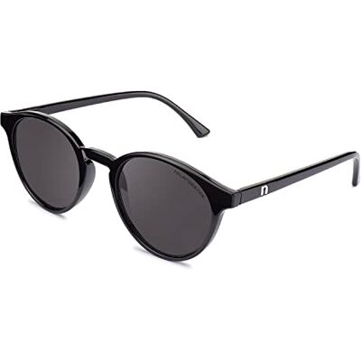 CLANDESTINE Gafas de Sol Unisex Modelo Round Color Negro Lentes de Nylon de Color Negro con Filtro HD Protección UV 400, UVB y UVC 141 x 50 mm CLANDESTINE Gafas de Sol Unisex Modelo Round Color Negro Lentes de Nylon de Color Negro con Filtro HD Protección UV 400, UVB y UVC 141 x 50 mm