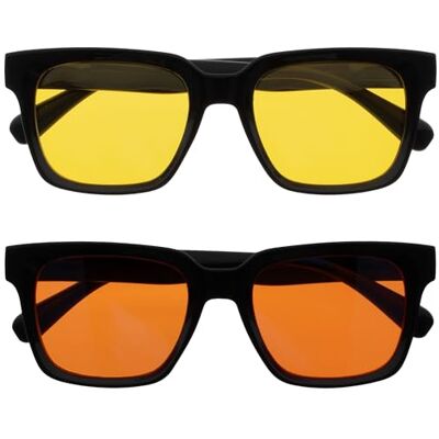OPULIZE RA Gafas de sol hombre y mujer Lentes Polarizadas Amarillas/Naranjas Paquete de 2 Protección UV Antirreflectantes y Antideslumbrante Negro OPULIZE RA Gafas de sol hombre y mujer Lentes Polarizadas Amarillas/Naranjas Paquete de 2 Protección UV Antirreflectantes y Antideslumbrante Negro