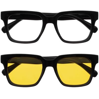 OPULIZE RA Gafas luz azul mujer y hombre Lentes polarizadas transparentes y amarillas Antirreflectante y Antideslumbrante UV400 Paquete de 2 Conducción Nocturna Negro OPULIZE RA Gafas luz azul mujer y hombre Lentes polarizadas transparentes y amarillas Antirreflectante y Antideslumbrante UV400 Paquete de 2 Conducción Nocturna Negro